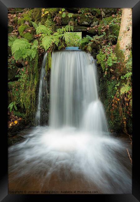 Waterfall in Dumfries Scotland Framed Print by christian maltby