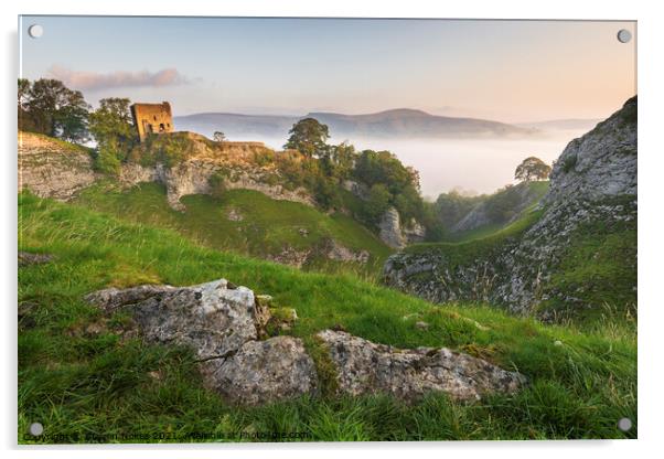 Majestic Peveril Castle Acrylic by Steven Nokes