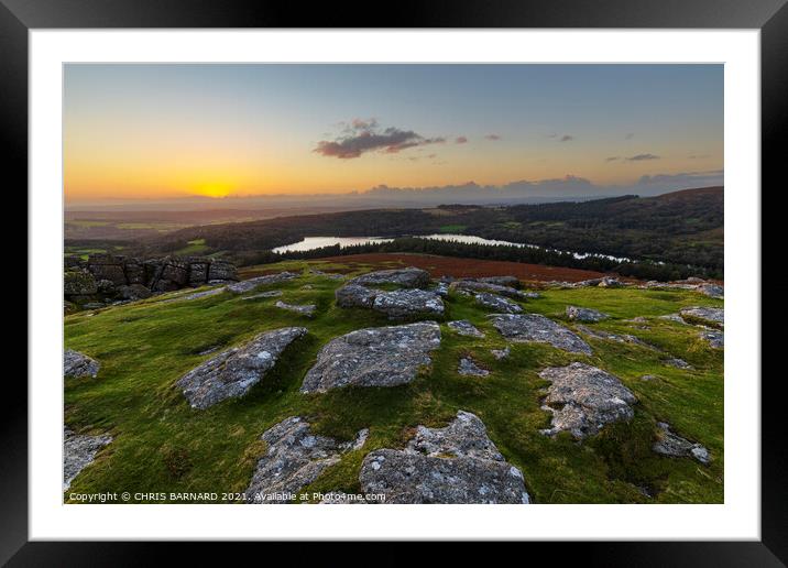 Sunset At Sheepstor Dartmoor Framed Mounted Print by CHRIS BARNARD