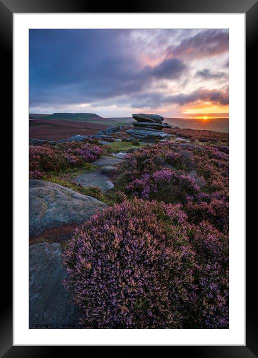 A Sunrise Amongst the Heather Framed Mounted Print by Steven Nokes