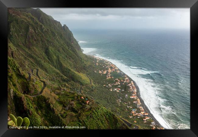 Aerial view of Paul do Mar from Faja da Ovelha in Madeira Framed Print by Luis Pina