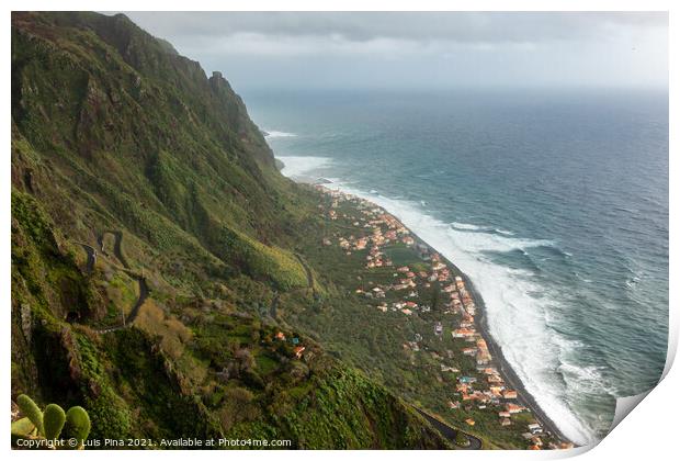 Aerial view of Paul do Mar from Faja da Ovelha in Madeira Print by Luis Pina