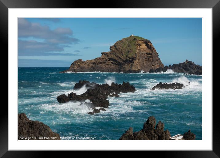 Mole islet in Porto Moniz in Madeira Framed Mounted Print by Luis Pina