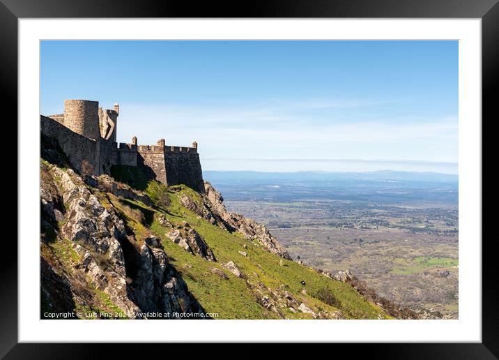 Marvao castle on the top of a mountain with beautiful green landscape behind on summer, in Portugal Framed Mounted Print by Luis Pina