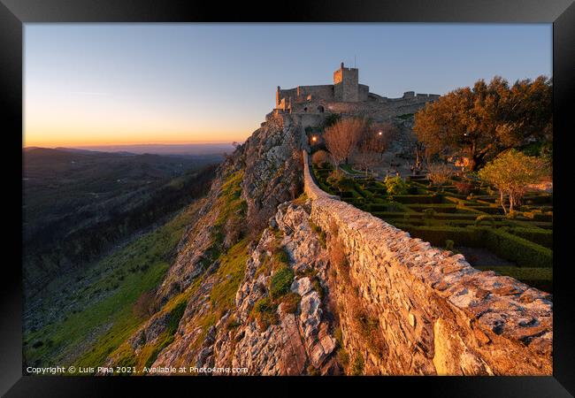 Village of Marvao and castle on top of a mountain in Portugal Framed Print by Luis Pina