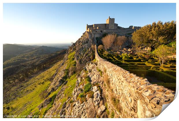 Village of Marvao and castle on top of a mountain in Portugal Print by Luis Pina