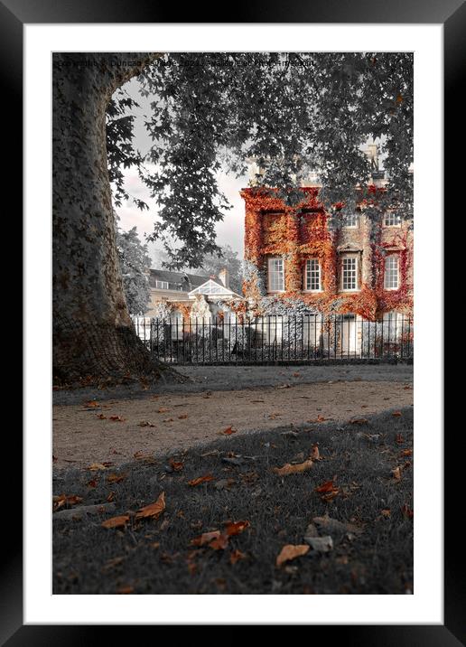 Queens Square and Autumn buildings Russian red Framed Mounted Print by Duncan Savidge