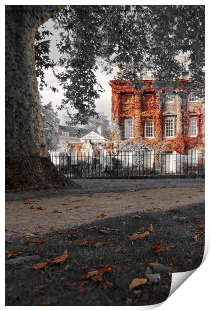 Queens Square and Autumn buildings Russian red Print by Duncan Savidge
