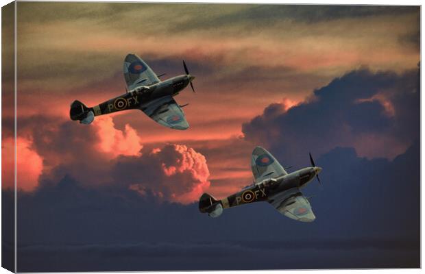 Spitfires Through The Storm Canvas Print by Derek Beattie