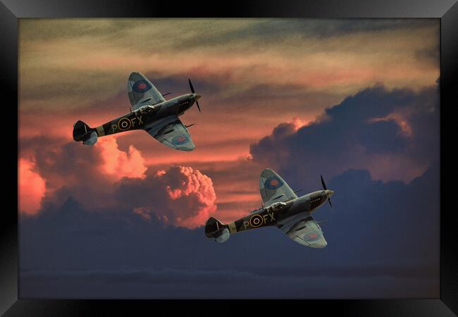 Spitfires Through The Storm Framed Print by Derek Beattie