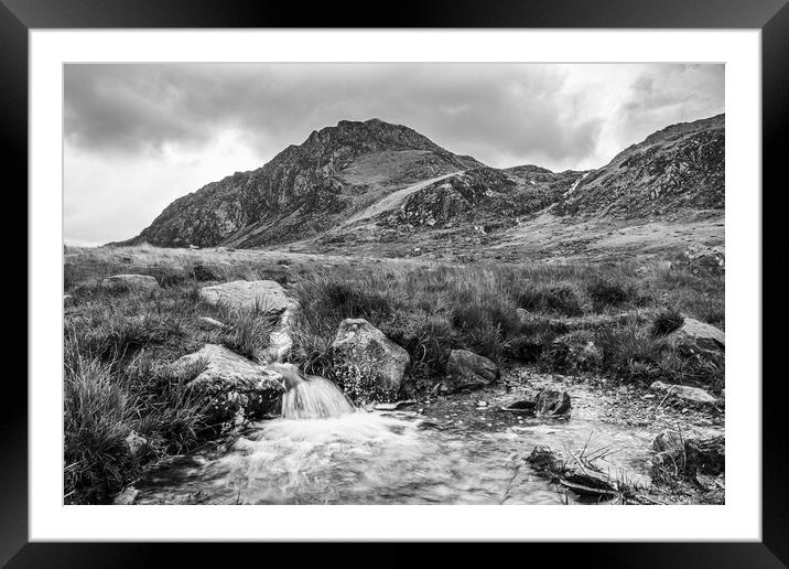 Water spilling into a pool at Pont Pen-y-benglog Framed Mounted Print by Jason Wells