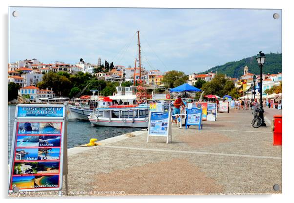 Old Port quay, Skiathos, Greece. Acrylic by john hill