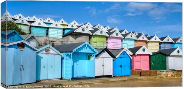 Walton beach huts Essex Canvas Print by Diana Mower