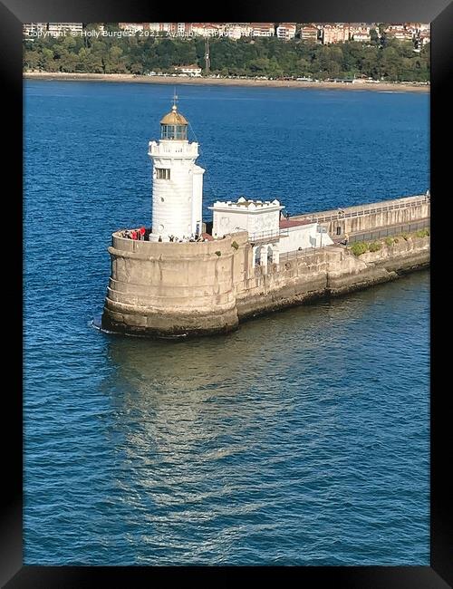 Faro De La Galera Lighthouse in the Harbour of Getxo Spain Framed Print by Holly Burgess