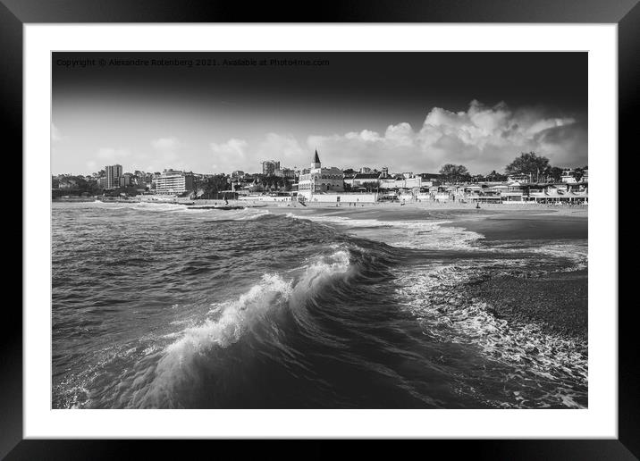 Waves crashing at Tamariz Beach, Estoril, Portugal Framed Mounted Print by Alexandre Rotenberg