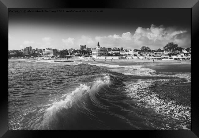 Waves crashing at Tamariz Beach, Estoril, Portugal Framed Print by Alexandre Rotenberg