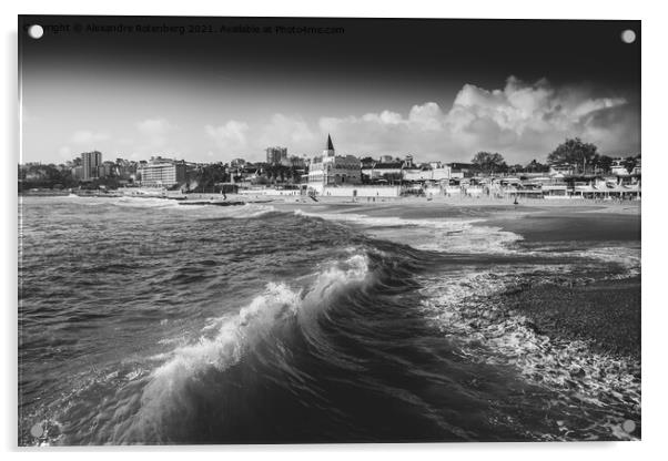 Waves crashing at Tamariz Beach, Estoril, Portugal Acrylic by Alexandre Rotenberg