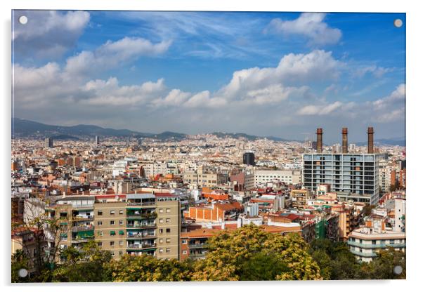 Barcelona Cityscape Acrylic by Artur Bogacki