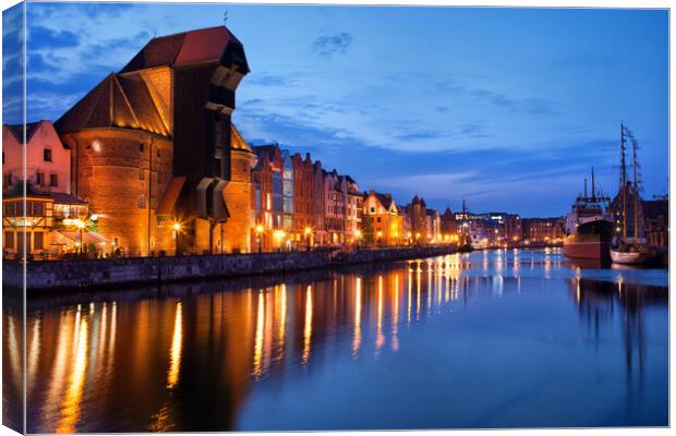 Gdansk River View At Dusk Canvas Print by Artur Bogacki