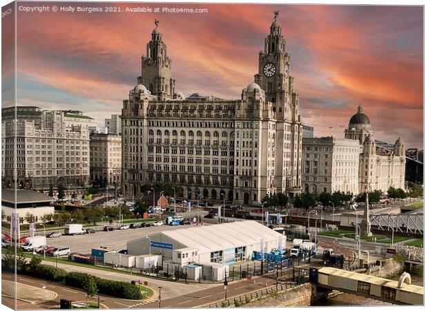 Liverpool's Iconic Royal Liver Building Canvas Print by Holly Burgess