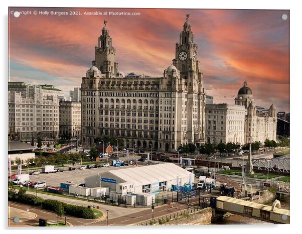 Liverpool's Iconic Royal Liver Building Acrylic by Holly Burgess