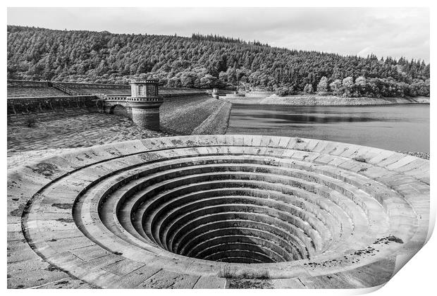 Bellmouth overflow of the Ladybower Dam Print by Jason Wells