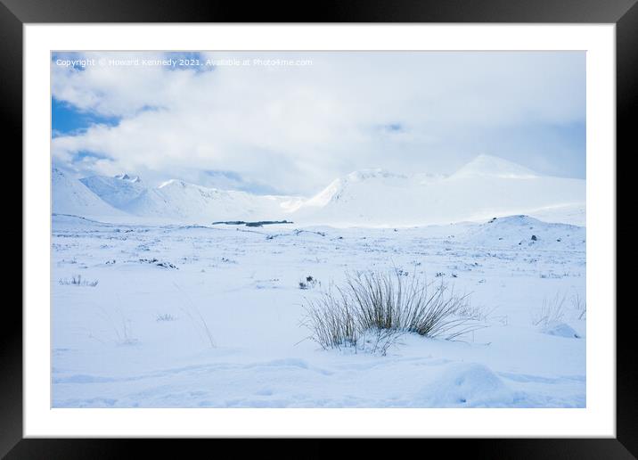Black Mount from Rannoch Moor in snow Framed Mounted Print by Howard Kennedy