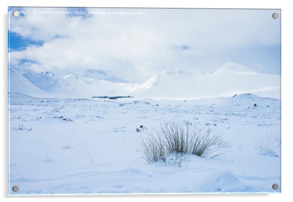 Black Mount from Rannoch Moor in snow Acrylic by Howard Kennedy
