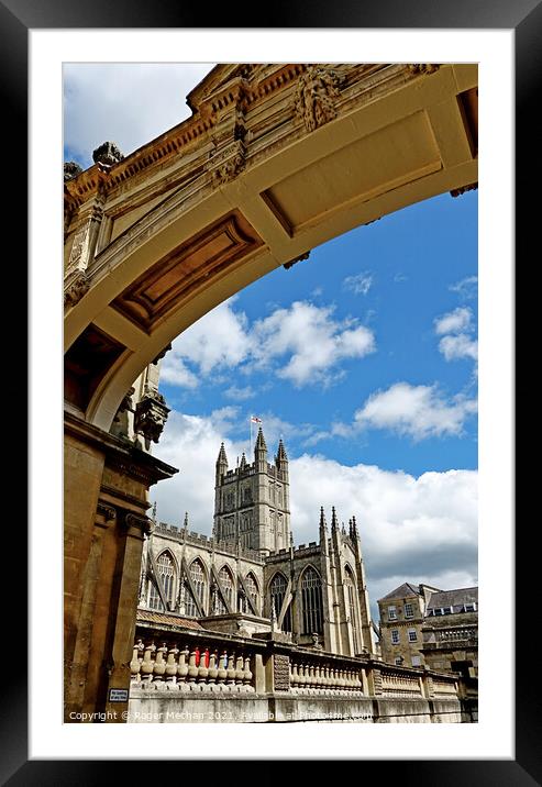 Bath Abbey Tower and the Magnificent Romanesque Ar Framed Mounted Print by Roger Mechan