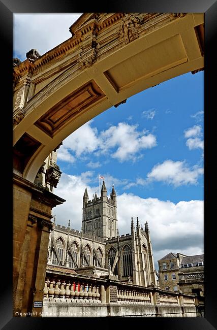 Bath Abbey Tower and the Magnificent Romanesque Ar Framed Print by Roger Mechan