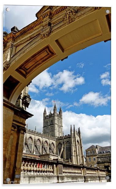 Bath Abbey Tower and the Magnificent Romanesque Ar Acrylic by Roger Mechan