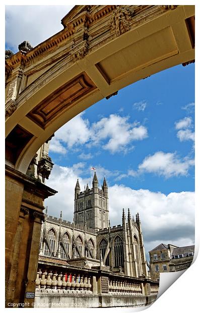 Bath Abbey Tower and the Magnificent Romanesque Ar Print by Roger Mechan