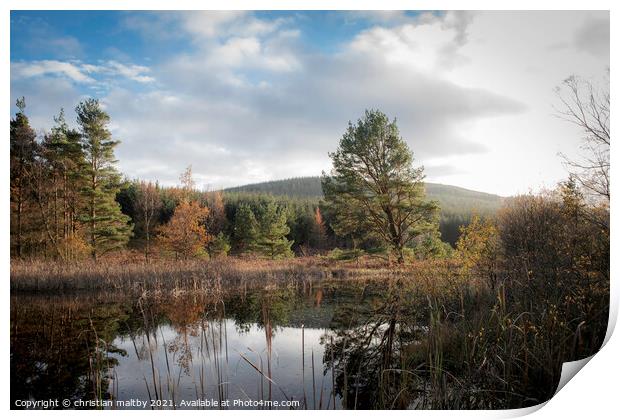 Capenoch Loch in the village of Penpont Dumfries Print by christian maltby