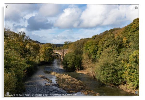 Rothern Bridge and the New Bridge over the River Torridge, Torrington Acrylic by Daryl Peter Hutchinson