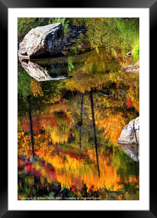 Fall Fire Orange Red Colors Reflection Wenatchee River Valley Wa Framed Mounted Print by William Perry