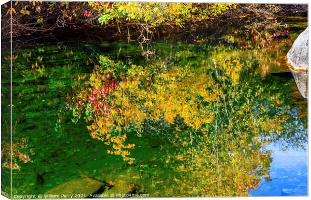 Fall Colors Fire Reflection Wenatchee River Valley Washington Canvas Print by William Perry