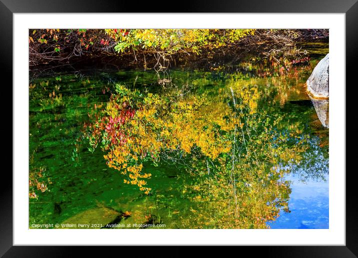 Fall Colors Fire Reflection Wenatchee River Valley Washington Framed Mounted Print by William Perry