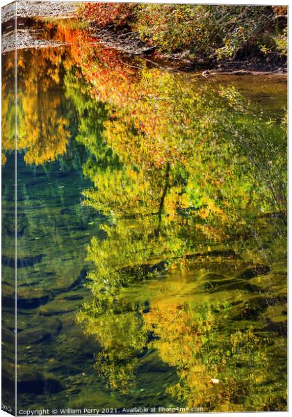 Fall Colors Fire Reflection Wenatchee River Valley Washington Canvas Print by William Perry