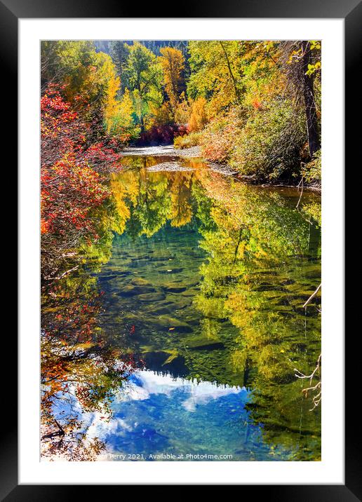 Summer Blue Green Colors Reflection Rocks Wenatchee River Valley Framed Mounted Print by William Perry