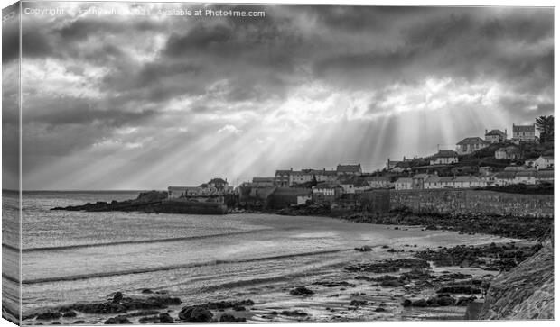 Coverack Cornwall in the sun rays Canvas Print by kathy white