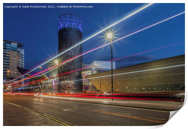 Lowry Theatre Light  Trails Print by Katie McGuinness
