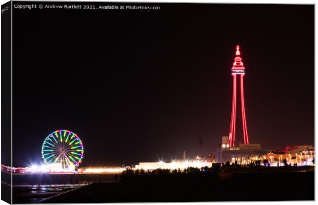 Blackpool Tower during Illuminations. Canvas Print by Andrew Bartlett