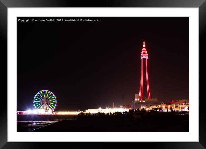 Blackpool Tower during Illuminations. Framed Mounted Print by Andrew Bartlett
