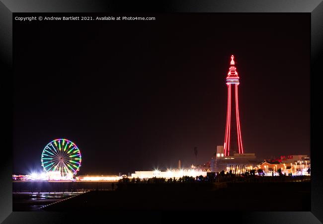 Blackpool Tower during Illuminations. Framed Print by Andrew Bartlett
