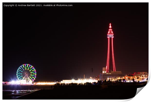 Blackpool Tower during Illuminations. Print by Andrew Bartlett