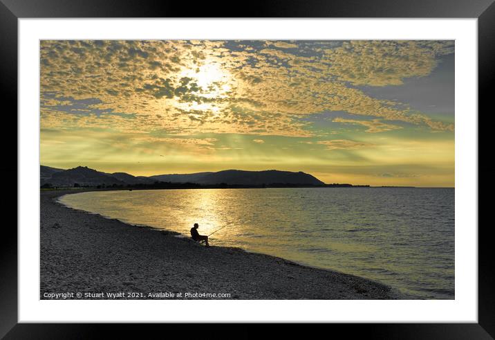 Blue Anchor Bay Sunset Framed Mounted Print by Stuart Wyatt