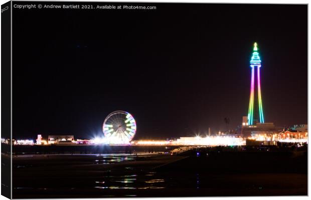 Blackpool Tower at night Canvas Print by Andrew Bartlett