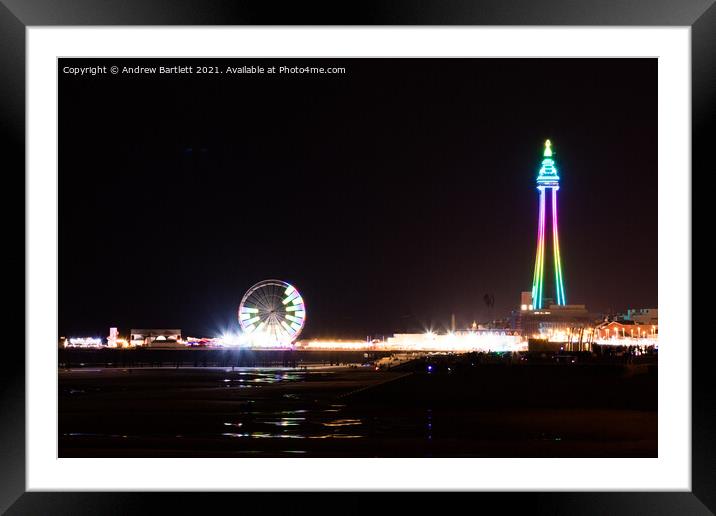 Blackpool Tower at night Framed Mounted Print by Andrew Bartlett
