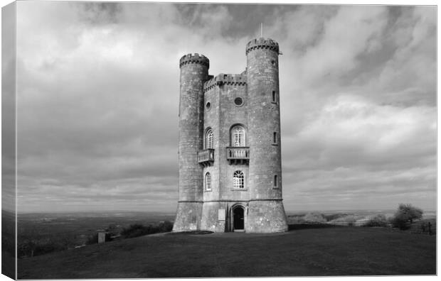 Broadway Tower in Black and White Canvas Print by Susan Snow
