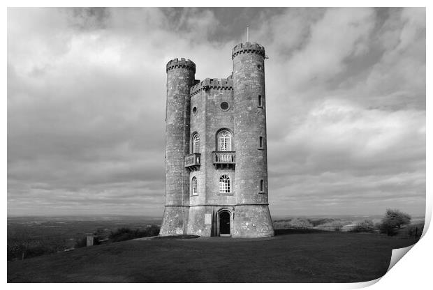 Broadway Tower in Black and White Print by Susan Snow